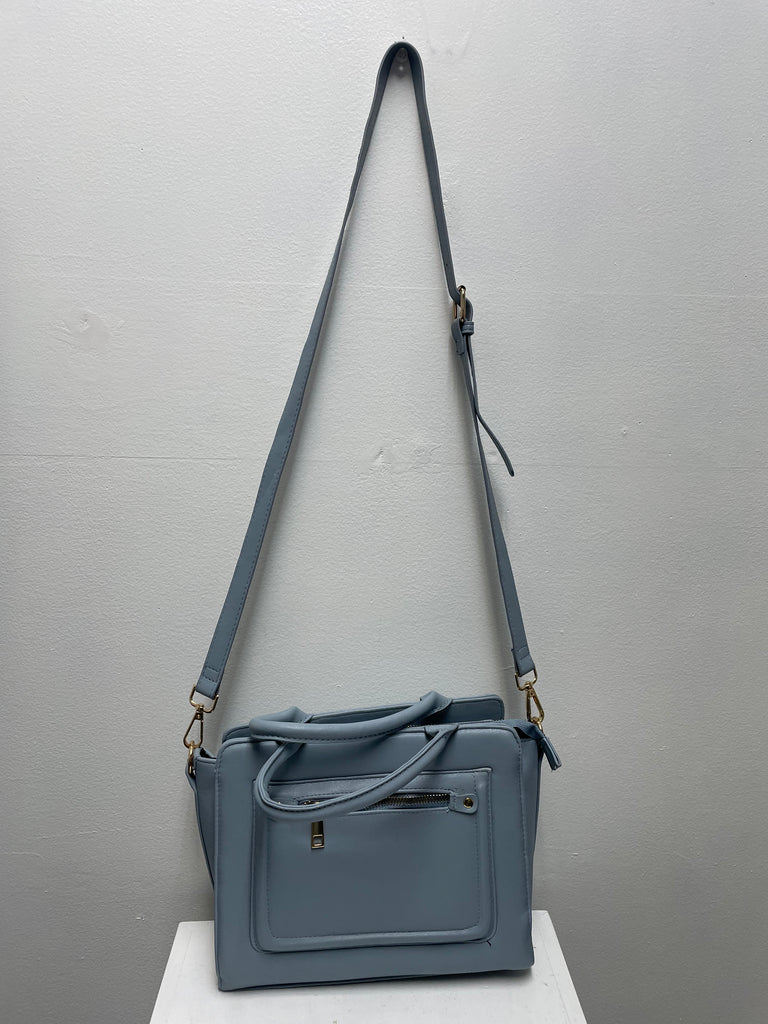 Blue Pewter Purse w/Belt Strap