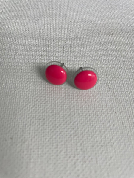 Small Button Earring Studs-pink