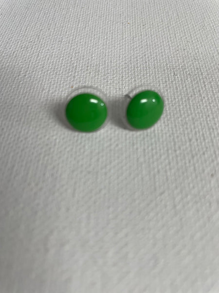 Small Button Earring Studs-green