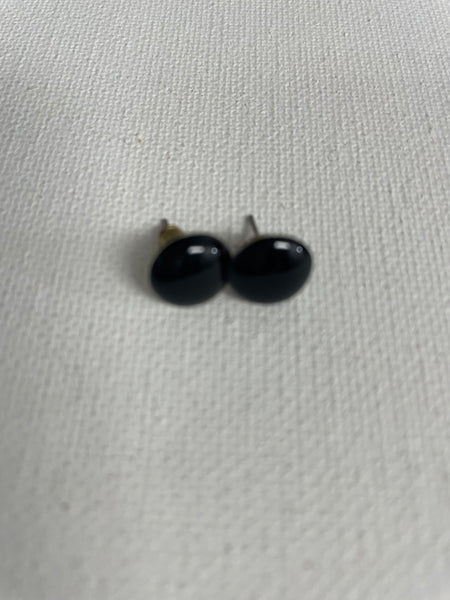 Small Button Earring Studs-Black