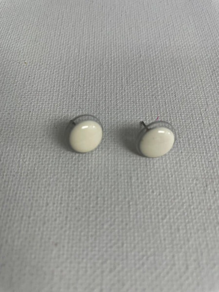 Small Button Earring Studs-white