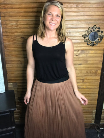 Long Deep Camel Maxi Skirt OhhMy! Gifts and Things, LLC