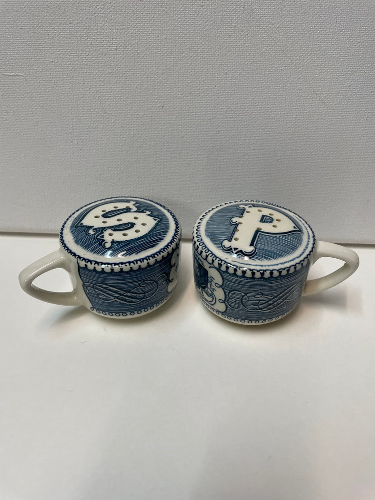 Vintage Blue/White Currie & Ives Salt & Pepper Shakers