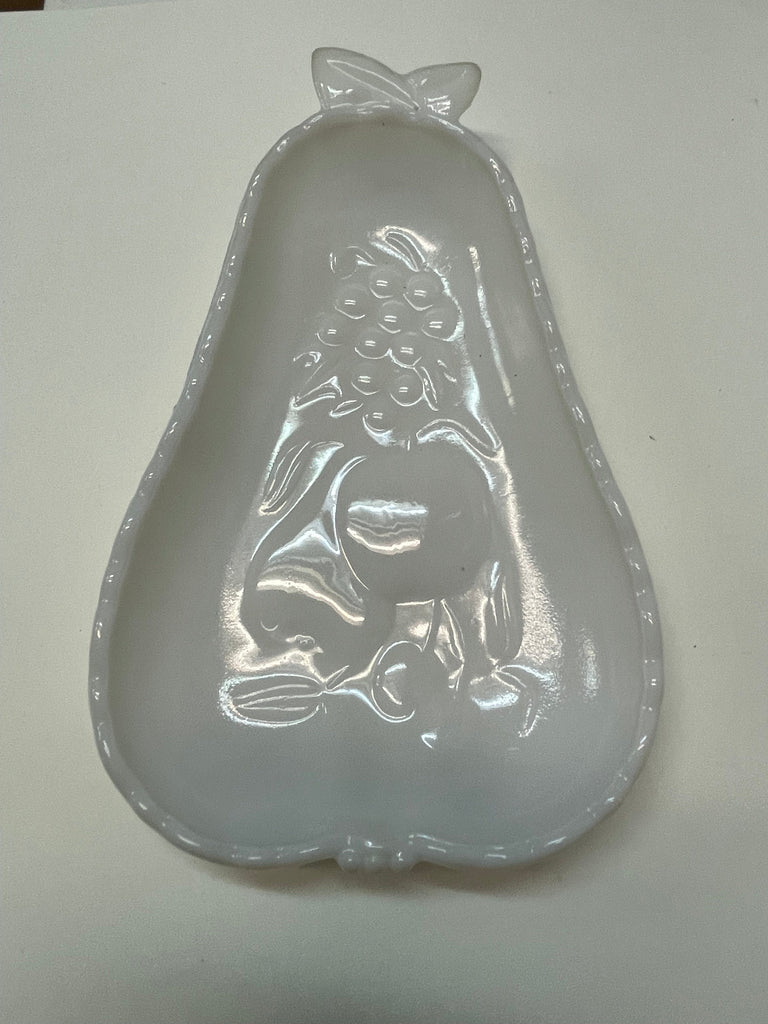 1950s Milk Glass Pear dish-white
