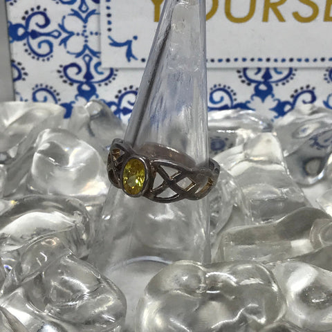 Ring: Sterling Silver Yellow Stone