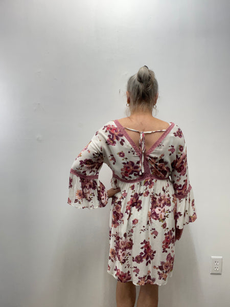 ODDI White/Pink/Orange Floral Dress