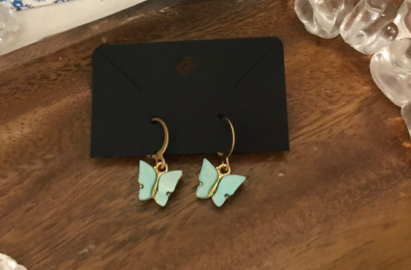 teal butterfly earrings