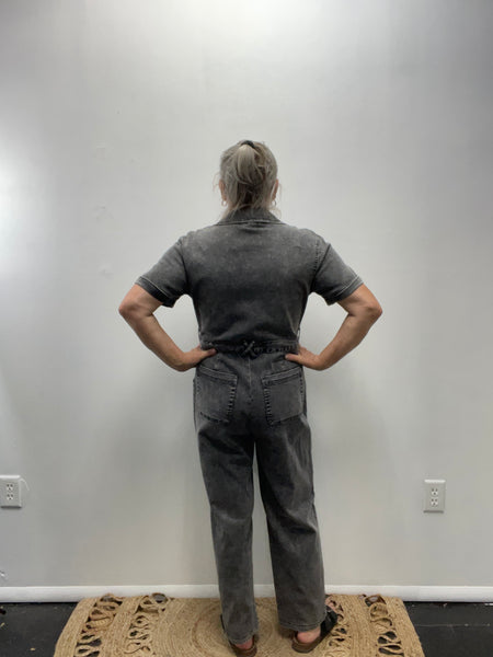 Skies Are Blue Jumpsuit w/tie Belt-back black