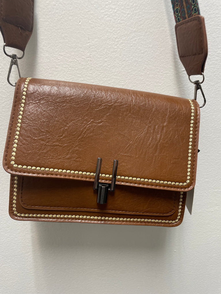 Vegan Brown Leather Crossbody Bag