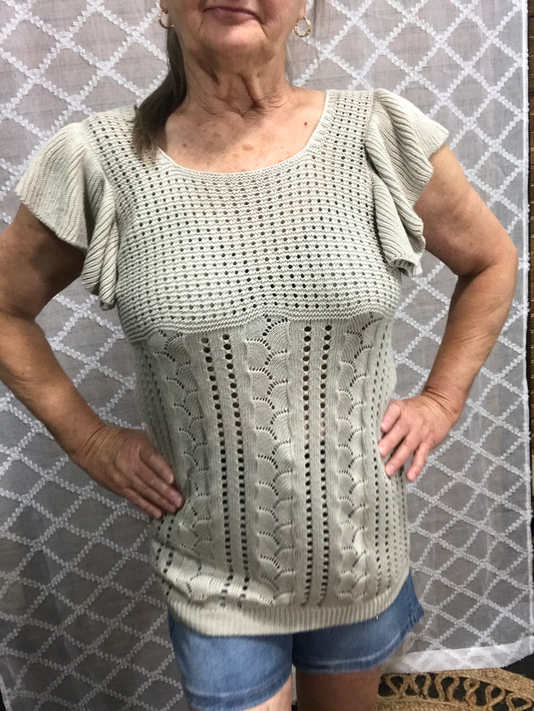 Flutter Sleeve Beige Top