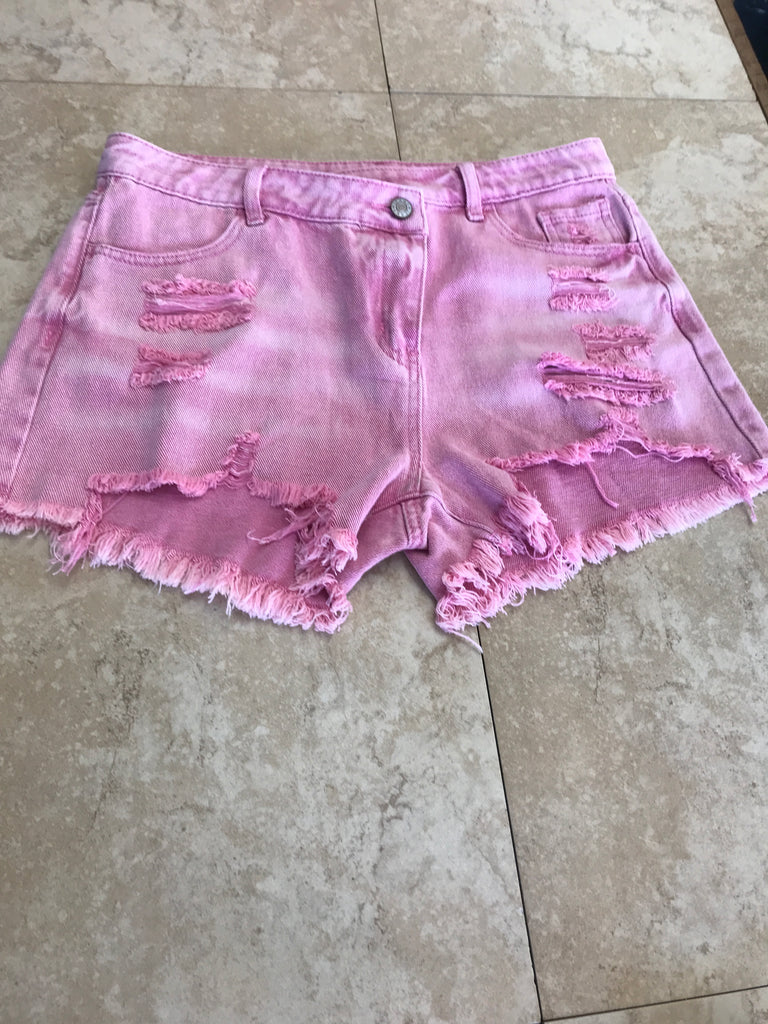 Pink Distressed Shorts