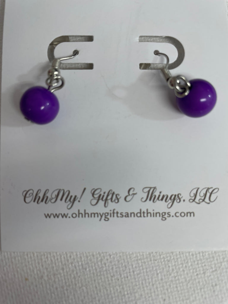 Silver/Purple Ball Earrings