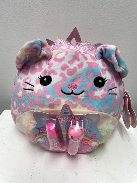 Huggy Squeeze w/lip gloss/lip balm-Pink/blue Kitty