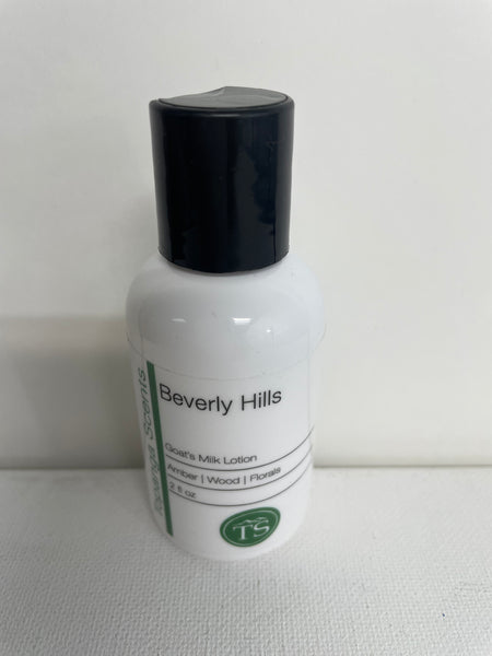 Topanga Scents Goat's Milk Lotion-Beverly Hills 2 oz./amber/wood/florals