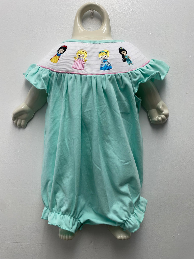 Kids Mint Green Onesie w/white collar w/disney characters