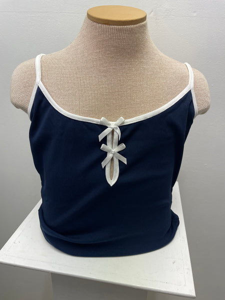 Studio By The Workshop Bow Baby Tank-Navy w/white bow