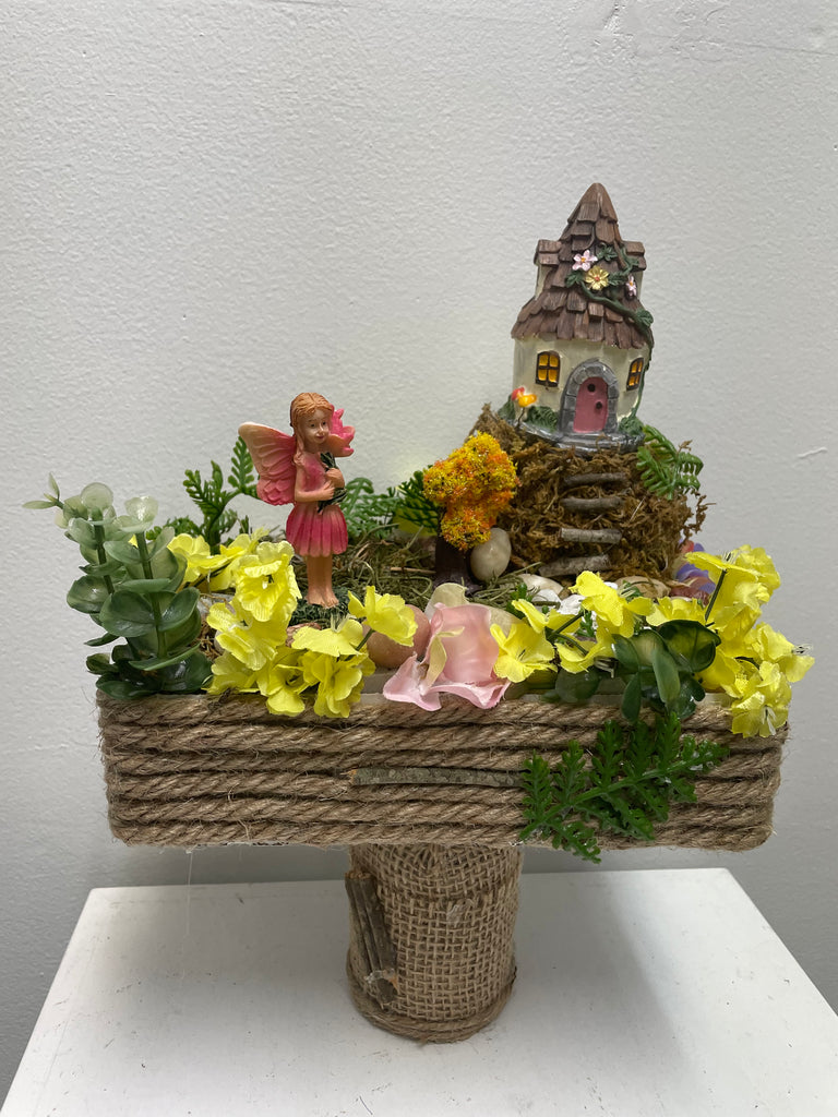 14"x9" Fairy Gnome House on stand Home decor