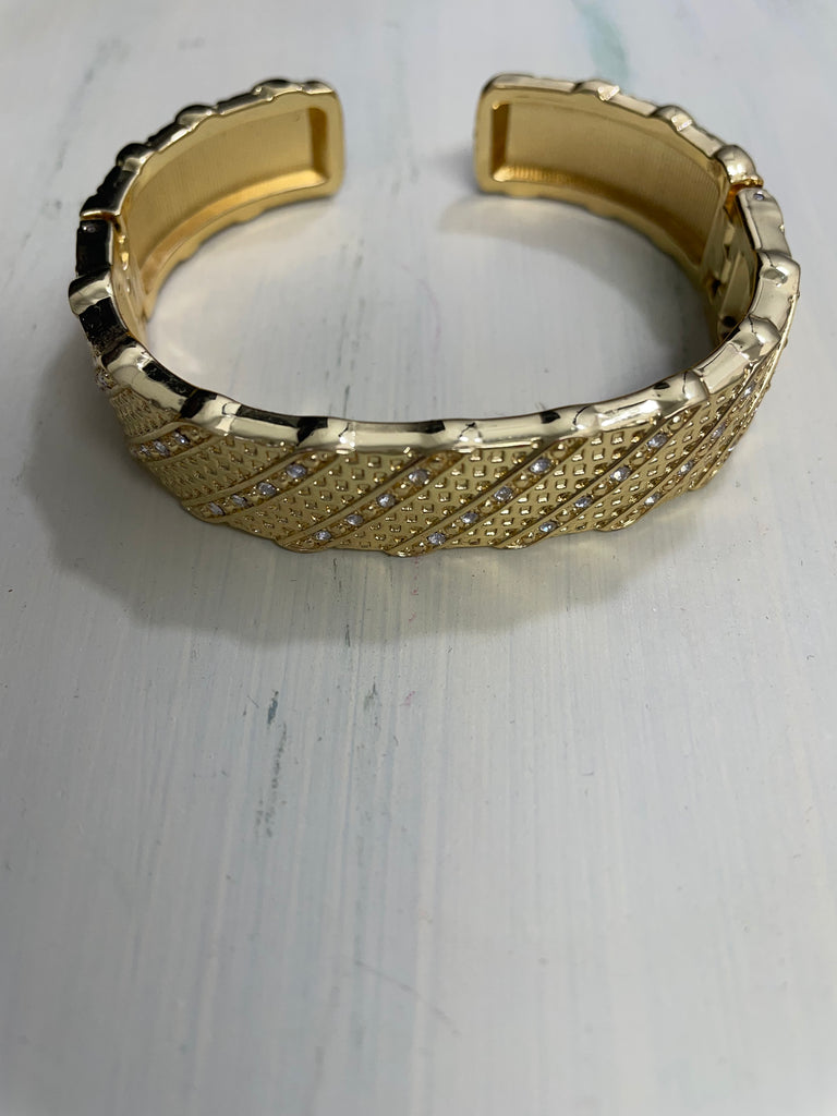 Thick Gold Cuff w/Rhinestones bracelet
