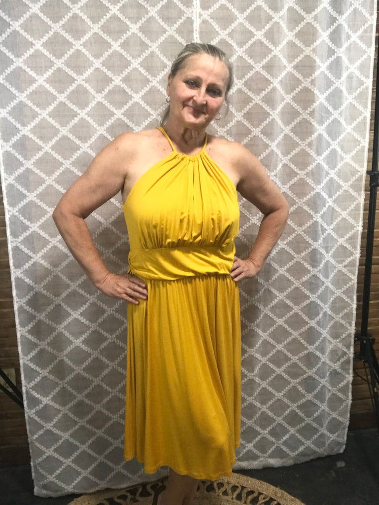 Mustard Color Halter Top Dress