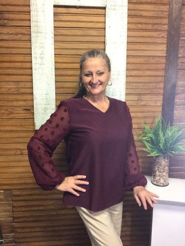 Lightweight Top w/Minky Dot Sleeves OhhMy! Gifts and Things, LLC