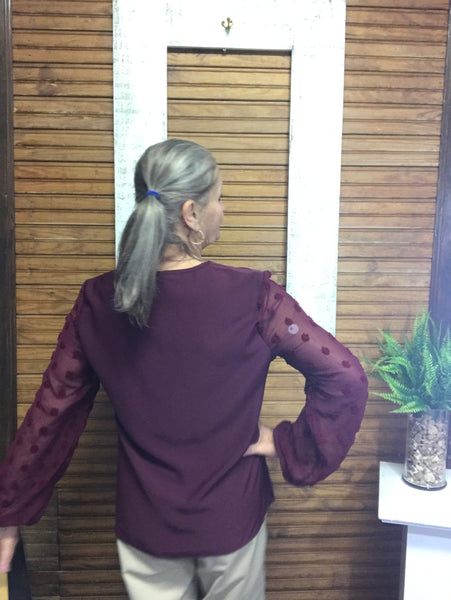 Lightweight Top w/Minky Dot Sleeves OhhMy! Gifts and Things, LLC