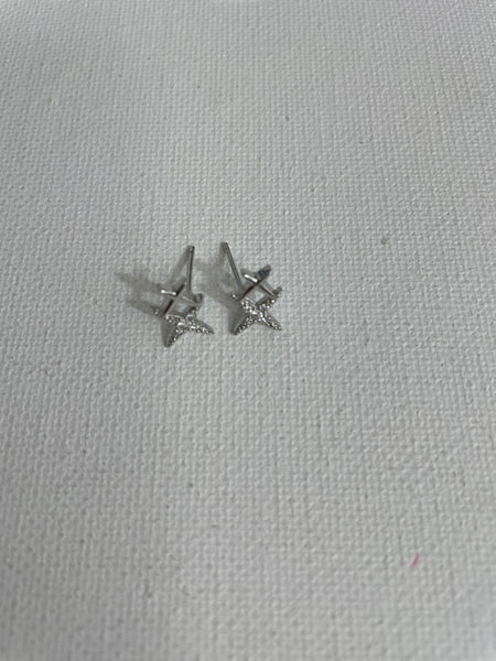 Small Stud Earrings-cross silver