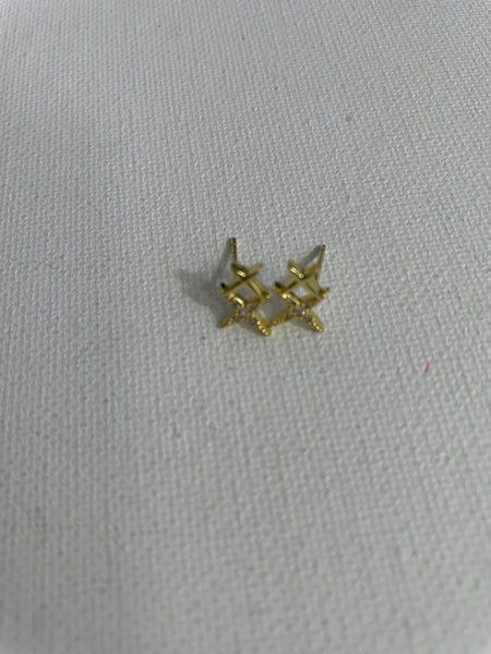 Small Stud Earrings-cross gold