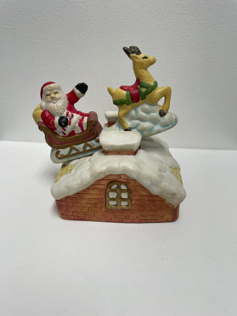 Santa's Sleigh on Roof Top Music Box