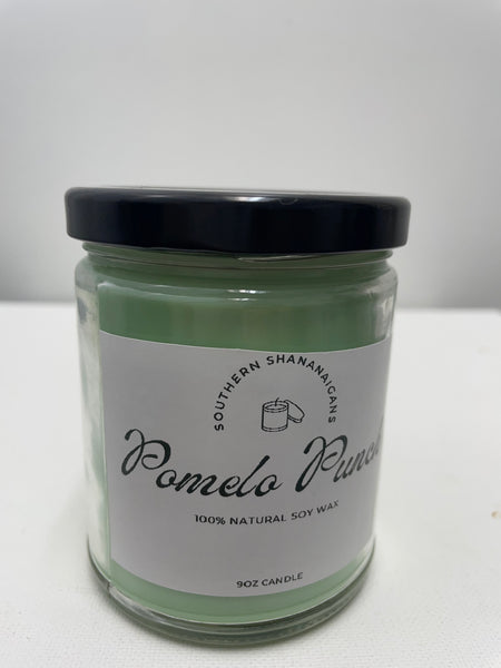 Homemade Soy Candles-9 oz. Pomelo Punch -green