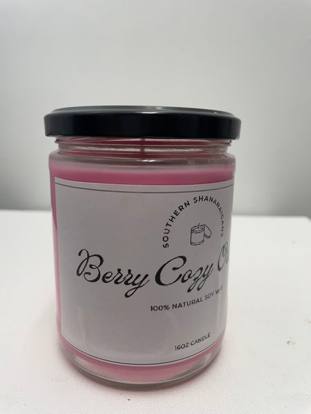 Homemade Soy Candles-16 oz.Berry Cozy Orchard-pink