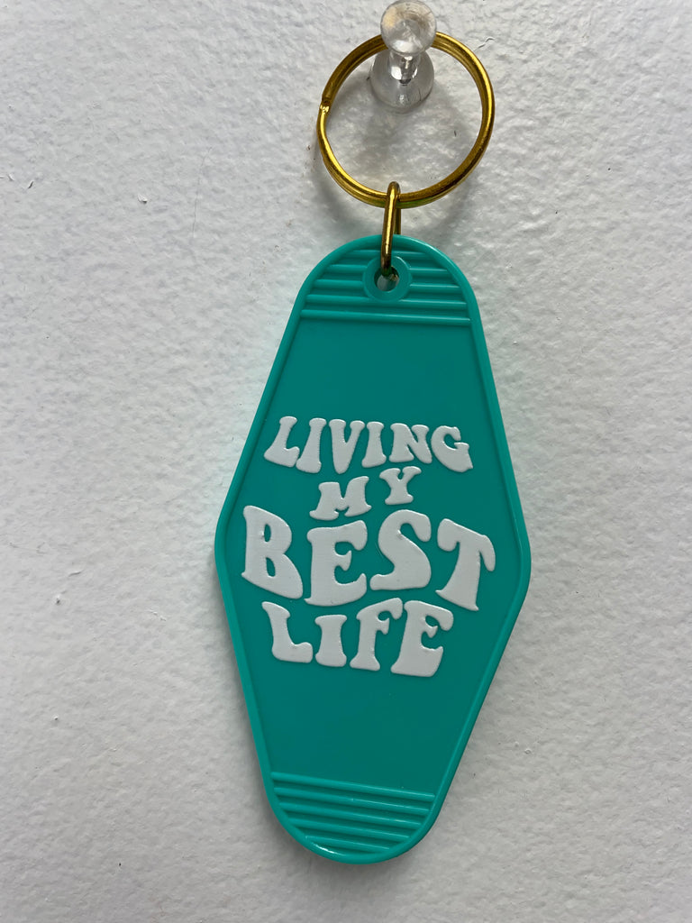 3 1/2" x 2" Keychains-living my best life-green