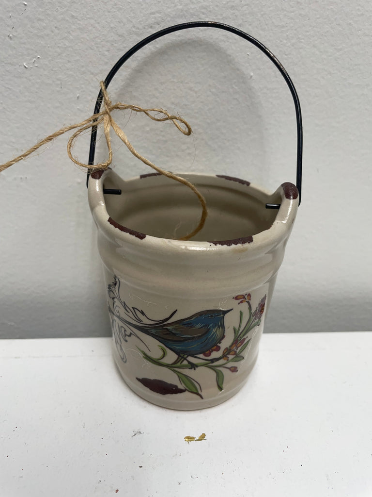 Small Bucket w/handle w/bird