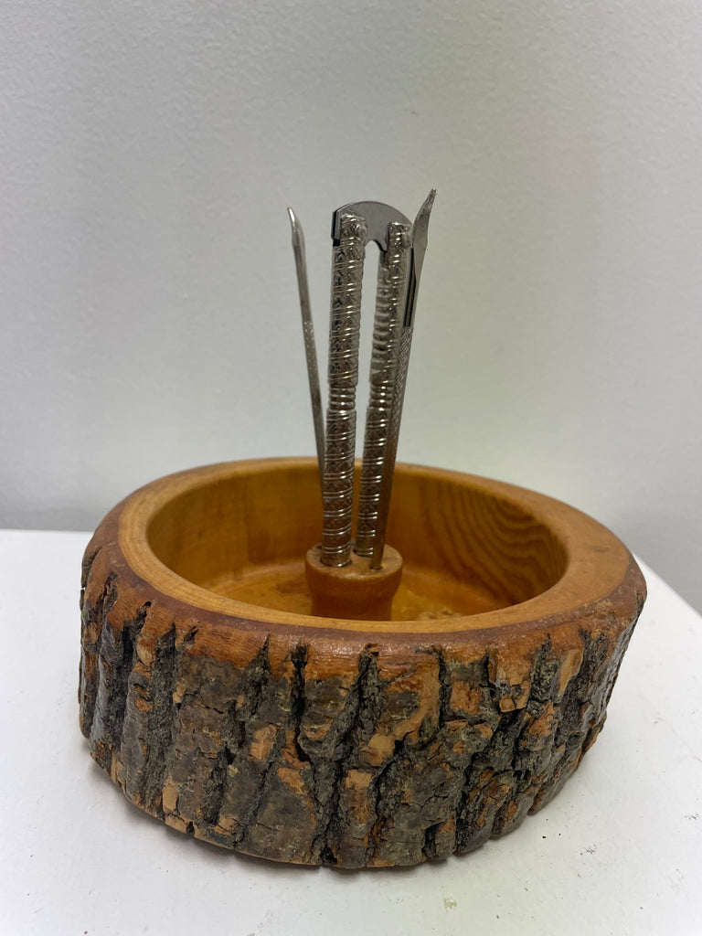 Tree Trunk Nut Cracker Bowl w/attachments