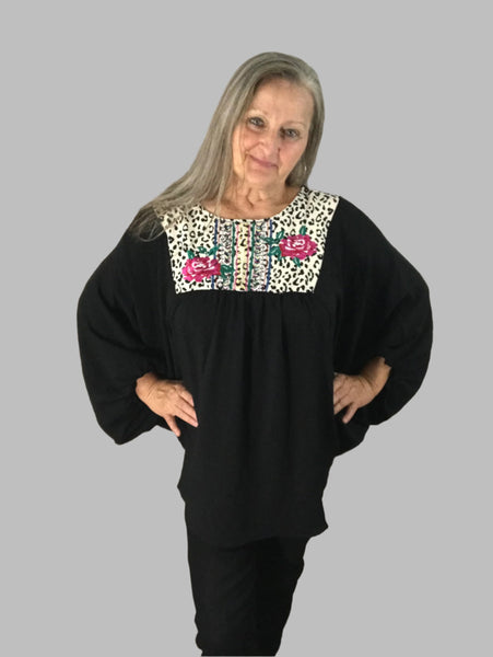 Black Baby Doll Top w/Flared Sleeves