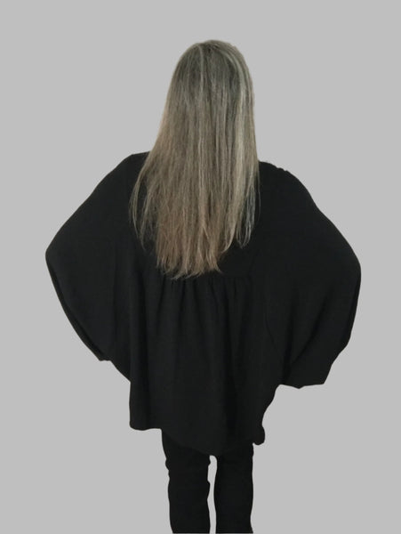 Black Baby Doll Top w/Flared Sleeves
