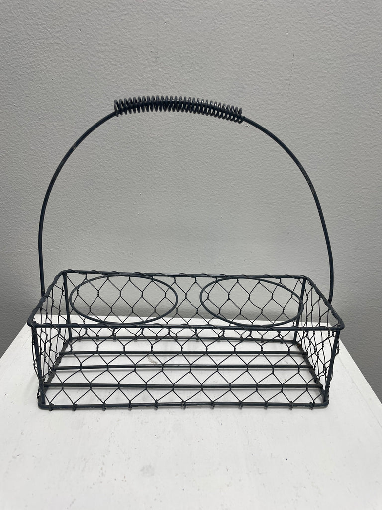 Wire Basket w/Mason Jar Holders