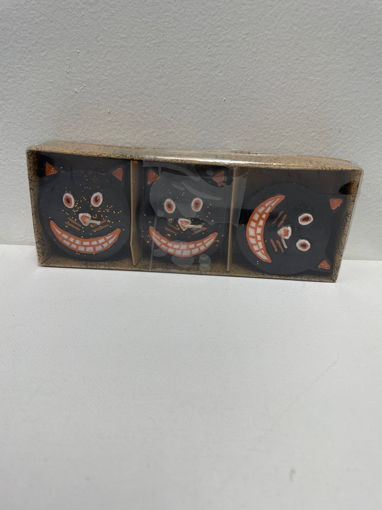 Set of 3 Halloween Cat Floating Candles