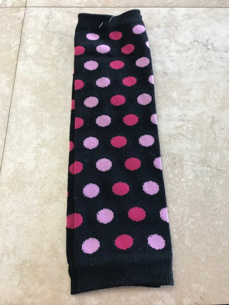 Baby Leg Warmers-black pink polka