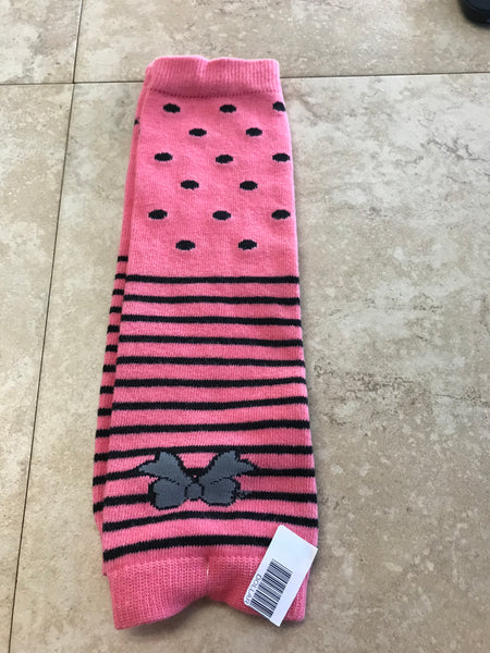 Baby Leg Warmers-Pink/black polka &  Stripes