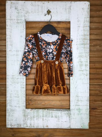 Copper Suspender Skirt Set