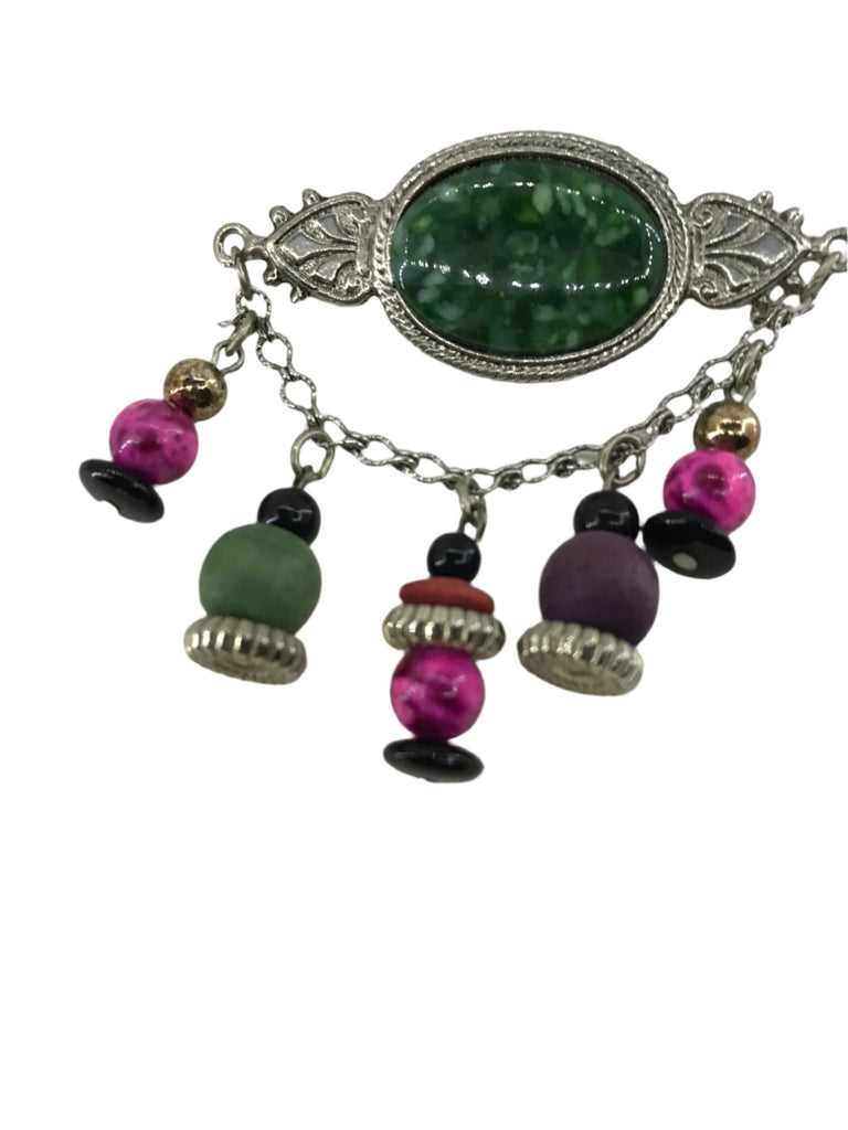 Assorted Broaches-Green Stone w/charms