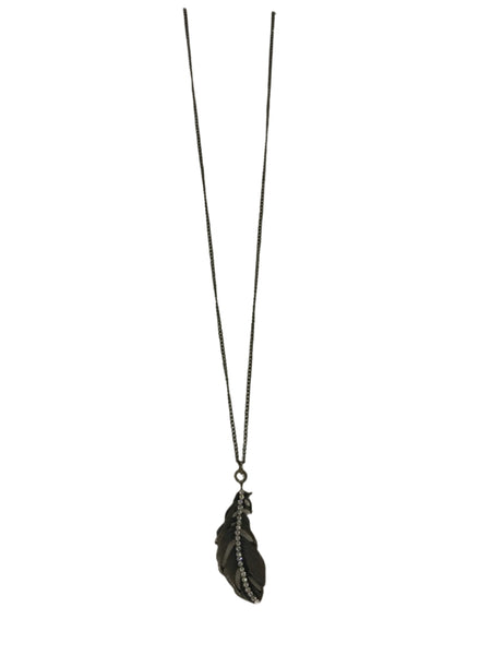 Assorted Necklaces-Bronze 10" w/Brown Feather with Rhinestones