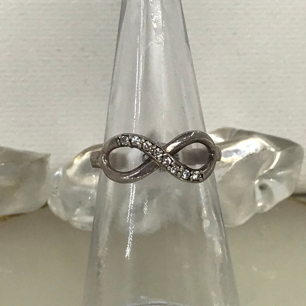 Sterling Silver Rings-figure 8w/cubic stones-6