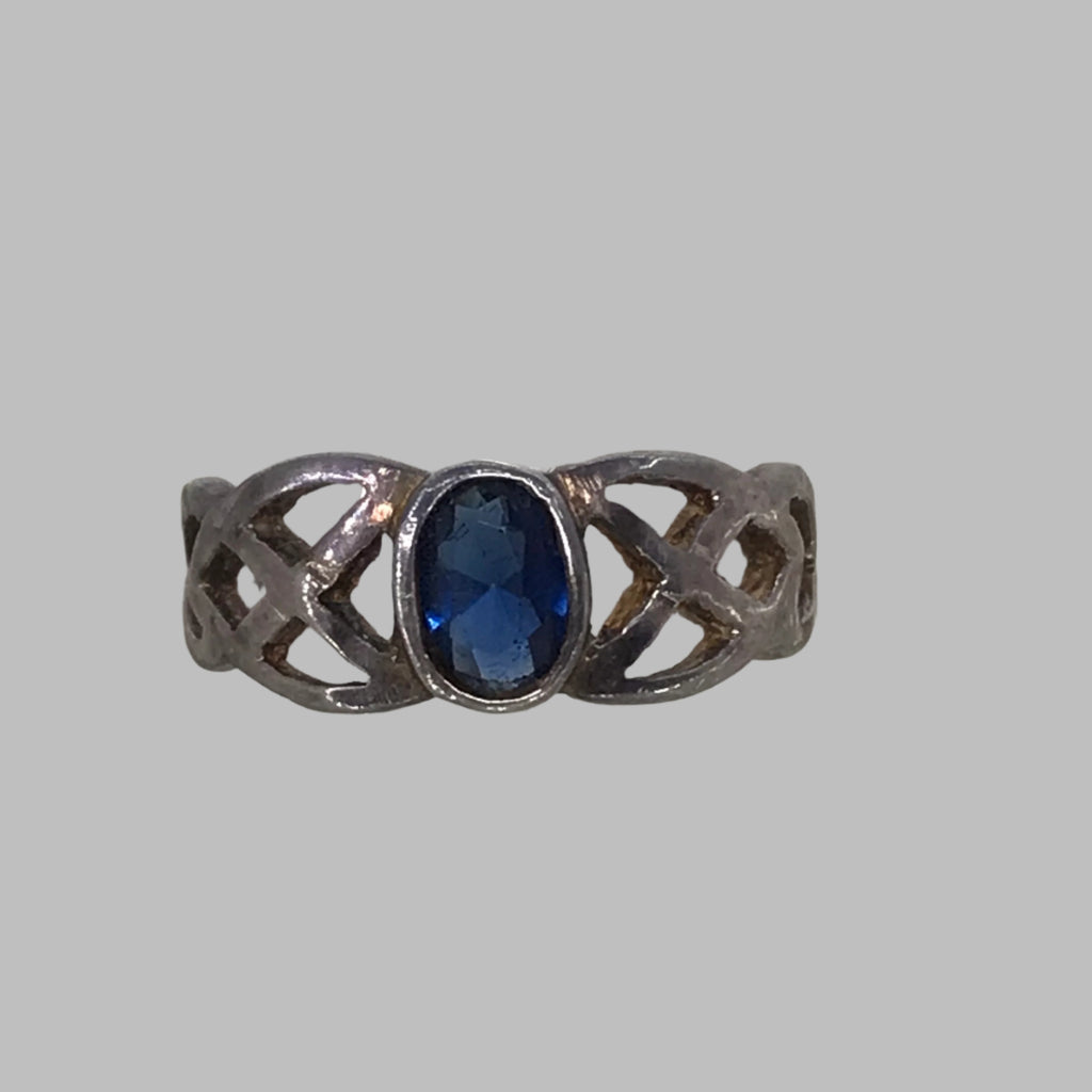 Ring: Sterling Silver Blue Stone-51/2 & 6