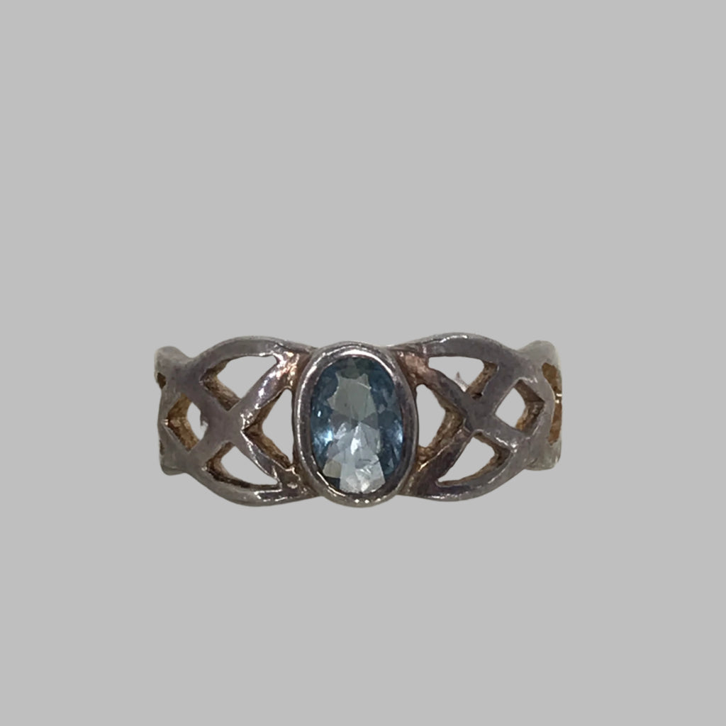 Ring: Sterling Silver Light Blue Stone/6