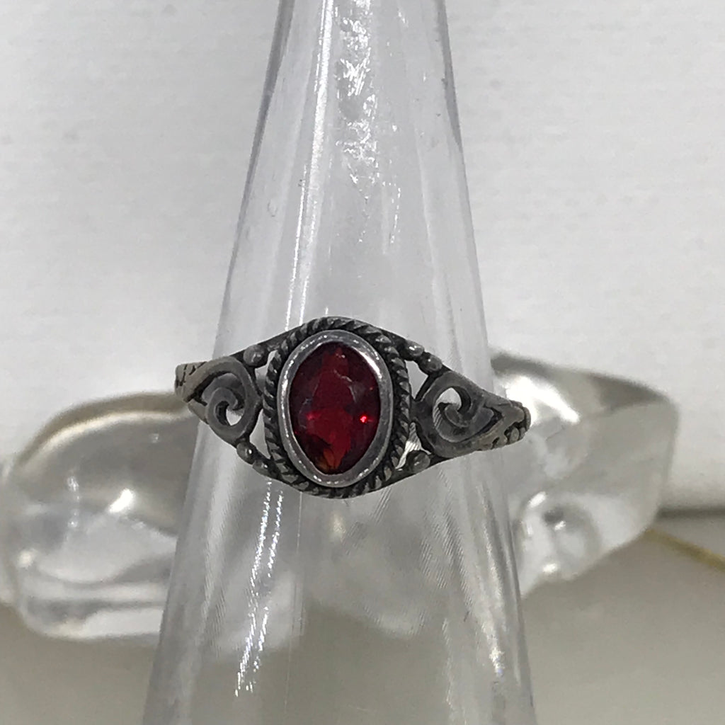 Sterling Silver Rings - red stone