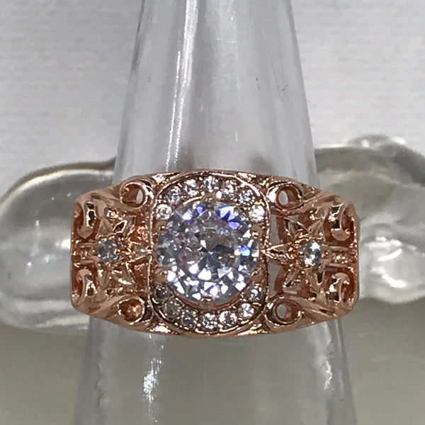 Sterling Silver Rings-Copper Large cubic stone-8