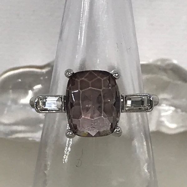 Sterling Silver Rings-Square Rose Stone