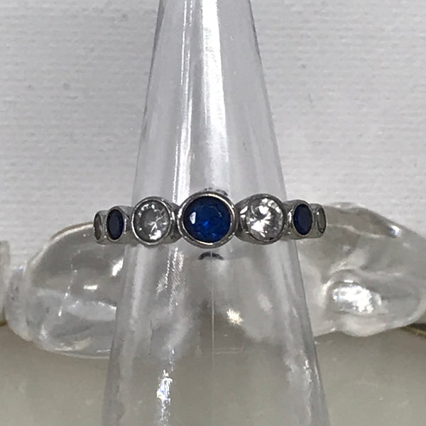 Sterling Silver Rings-7 prong blue/cubic-6