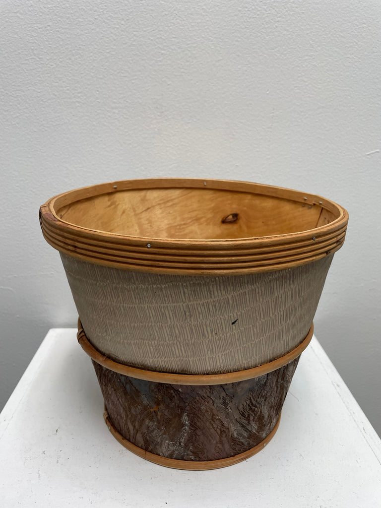 8"Tall 9" Wide Wood Basket 2-tone